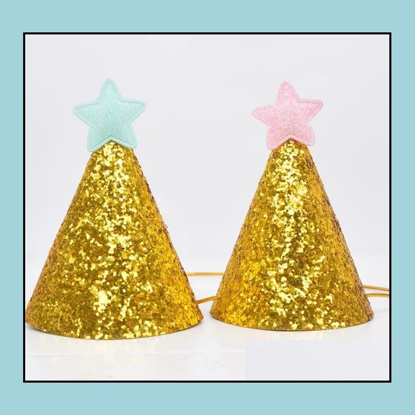 gold glitter shiny top hats adult kids mini cone hats birthday party cap wedding celebration party decoration photo prop backdrop