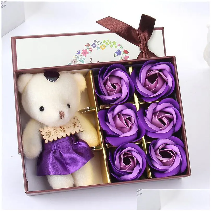 originality soap flower lovely bear rose box never withering fashion woman man soap flowers valentines day gift 4gc k2