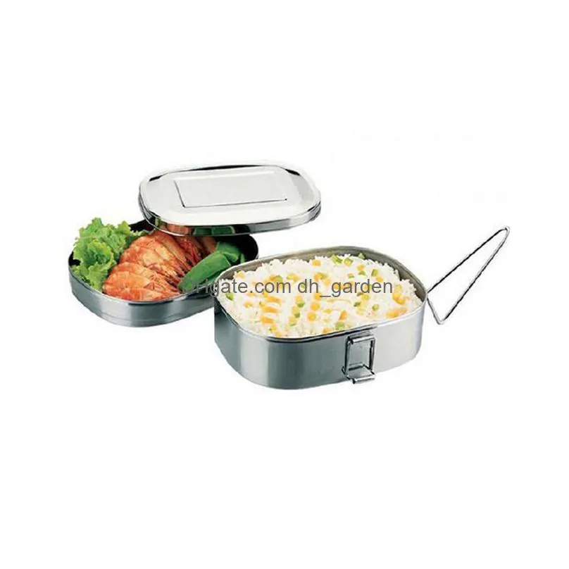 stainless steel lunchs box double deck lunch boxes with handle student tableware multipurpose dinner bags