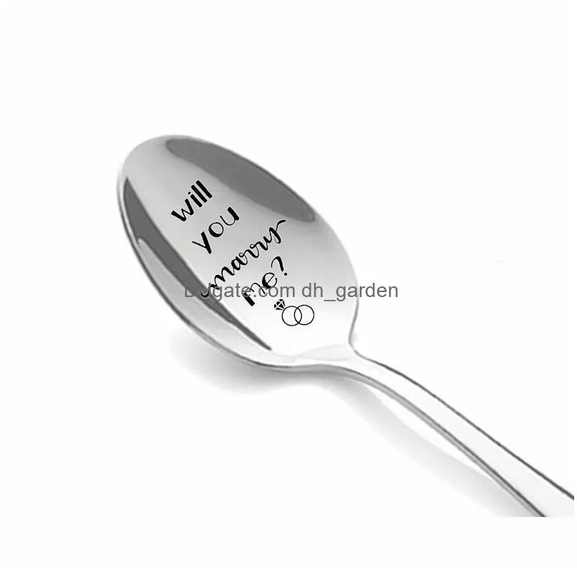 personalized stainless steel spoon wedding anniversary long handle coffee spoon valentines day gift