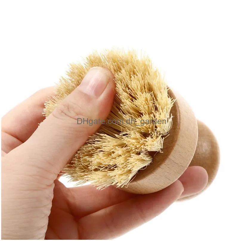 23cm natural beech kitchen cleaning brush wooden long handle pot brushes can hanging household clean tool