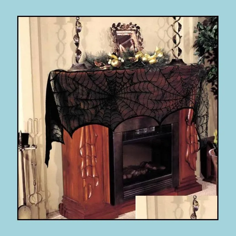 celebrate halloween black lace spider web tablecloth oblong table cloth table cover table decor party decoration fireplace cover