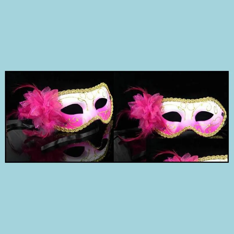 new women y hallowmas venetian costume half mask masquerade masks flower feather masks dance party theatre prop ball wedding festive