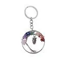 12pc/set 7 chakra yoga stone keychain multicolor natural stone beads healing crystal key chain for women reiki spiritual sleutelhanger