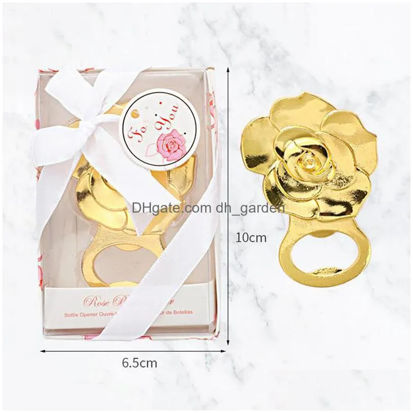 golden beer bottle opener romantic rose shape corkscrew can be hanging wedding guest gifts kitchen tools