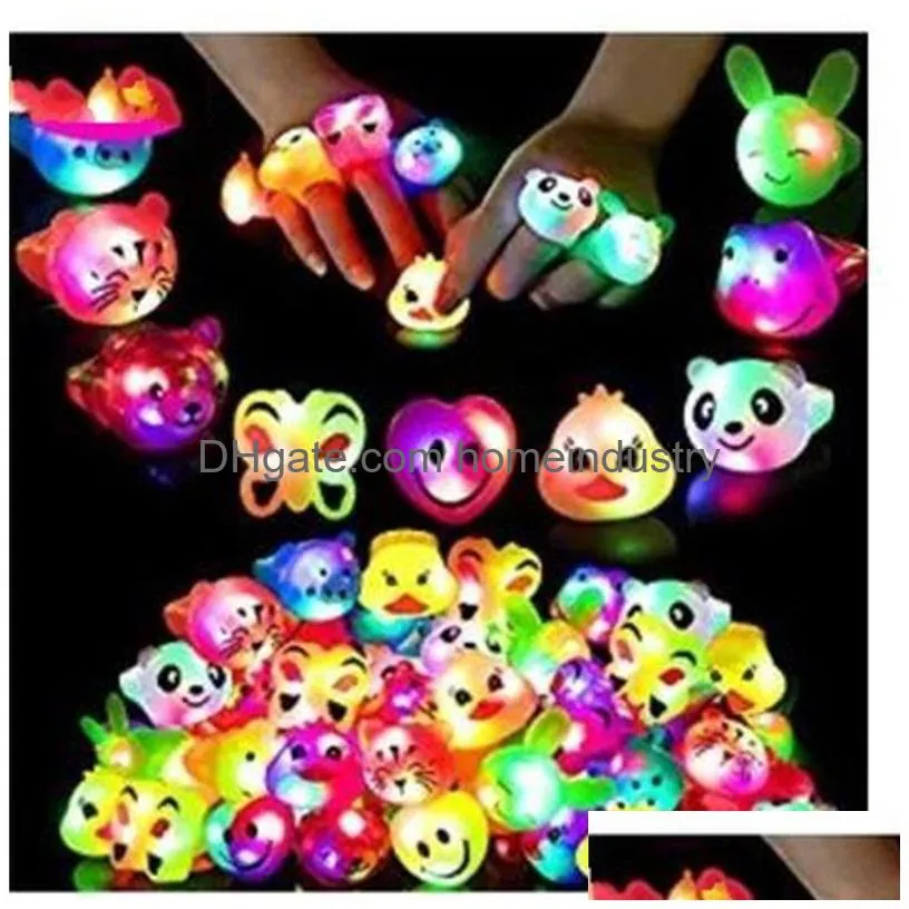 soft glue animal rings party favor ornaments led luminescence finger lamps cartoon ring boys girls small gifts jewelry 0 89mc h1