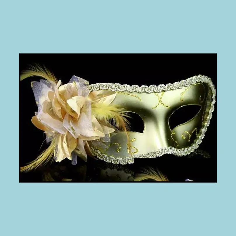 fascinating women y hallowmas venetian half mask masquerade masks flower feather mask dance party theatre prop ball wedding festive