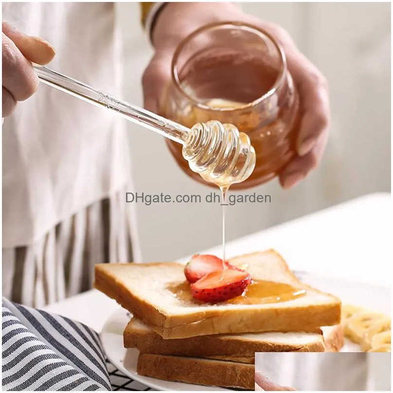 transparent stir stick glass spoons honey dipper syrup dispenser sticks creative coffee jam mixing supplies for jar kitchen tool