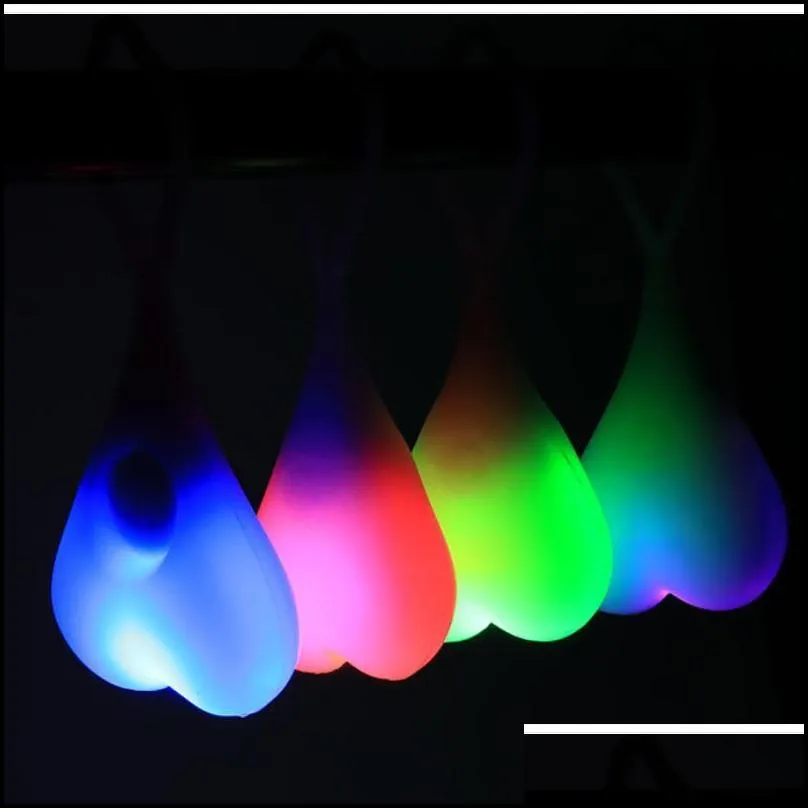 usefull party favors safety bike tail heart ball creative silicone cycling night warning leds waterproof  light red green blue