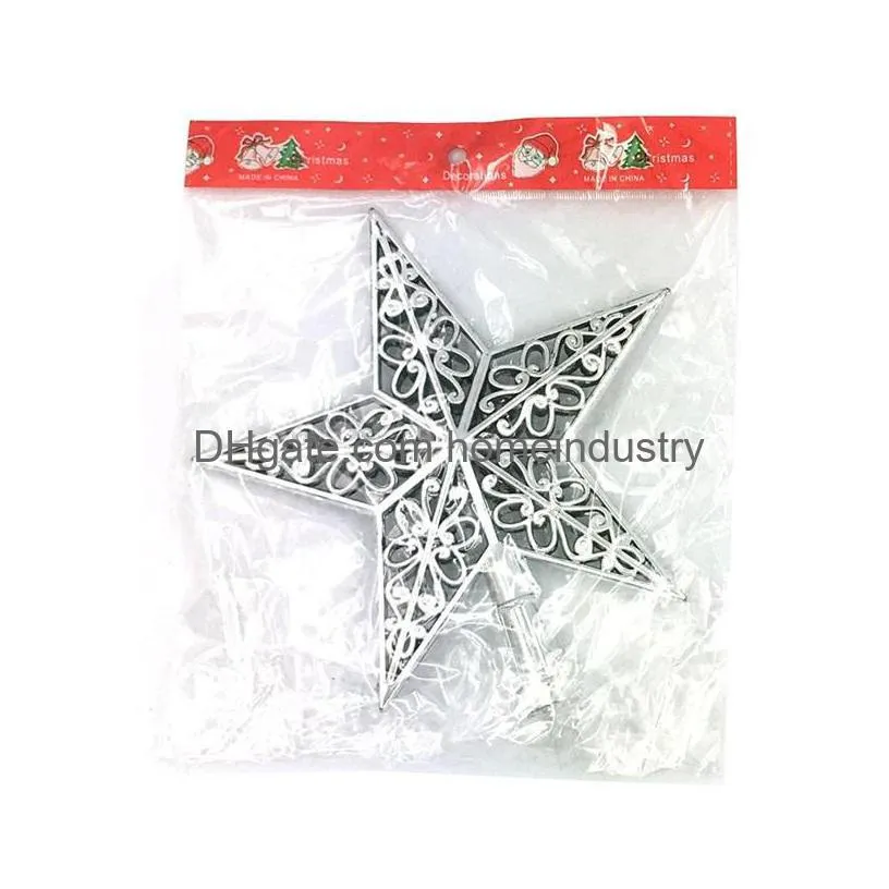 popular christmas tree star topper ornament plastic hollowing out decorative five pointed stars for party decorations 20cm 2 2bx e1