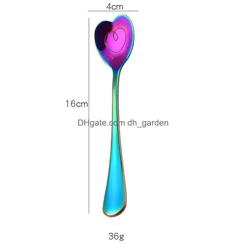 stainless steel heart shaped spoons kitchen long handle coffee scoops wedding guest gift milk mixing spoon household tableware