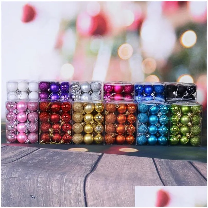 24 pcs/set glitter christmas tree ball baubles colorful xmas party home garden christmas decoration supplies 20220113 q2