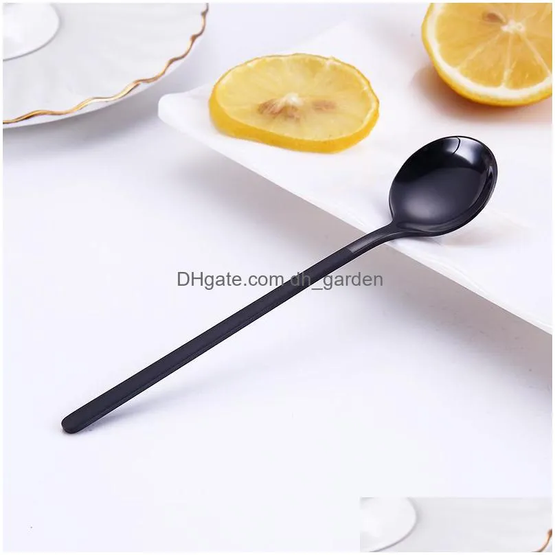 304 stainless steel spoons home 13cm coffee tea mixing spoon mini round dessert scoop kitchen bar dining tableware 7 colors