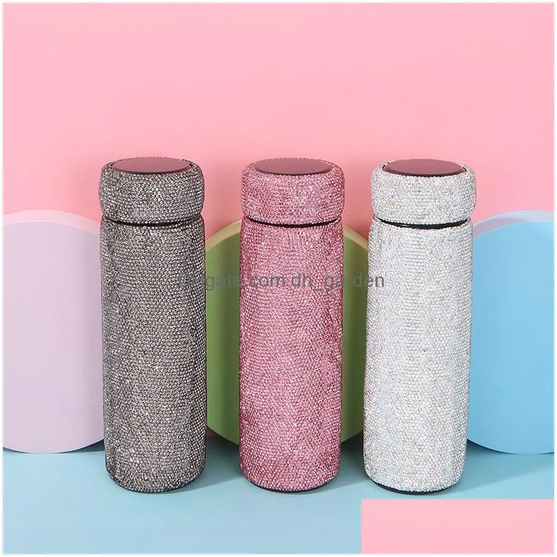 500ml diamond tumblers stainless steel thermos cup outdoor portable water cup valentines day gift