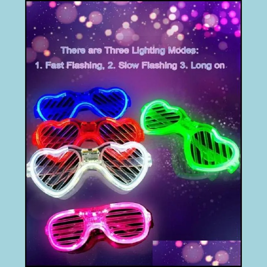 led light up shutter shades sunglasses neon party decoration flashing heart glowing glasses for adults kids