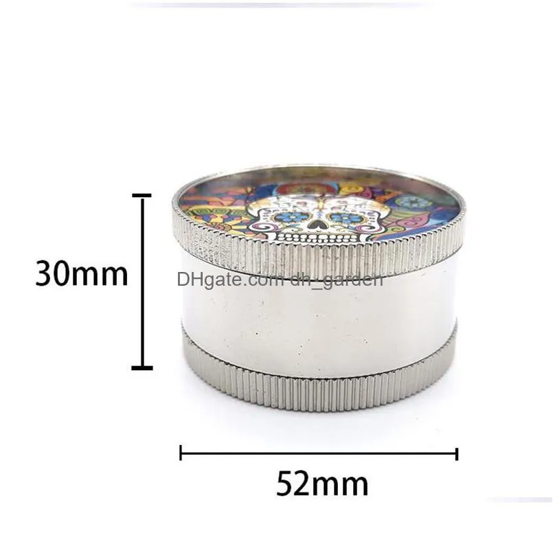 metal herb grinder creative skull pattern household smoking accessories 3 layer manual tobacco grinders