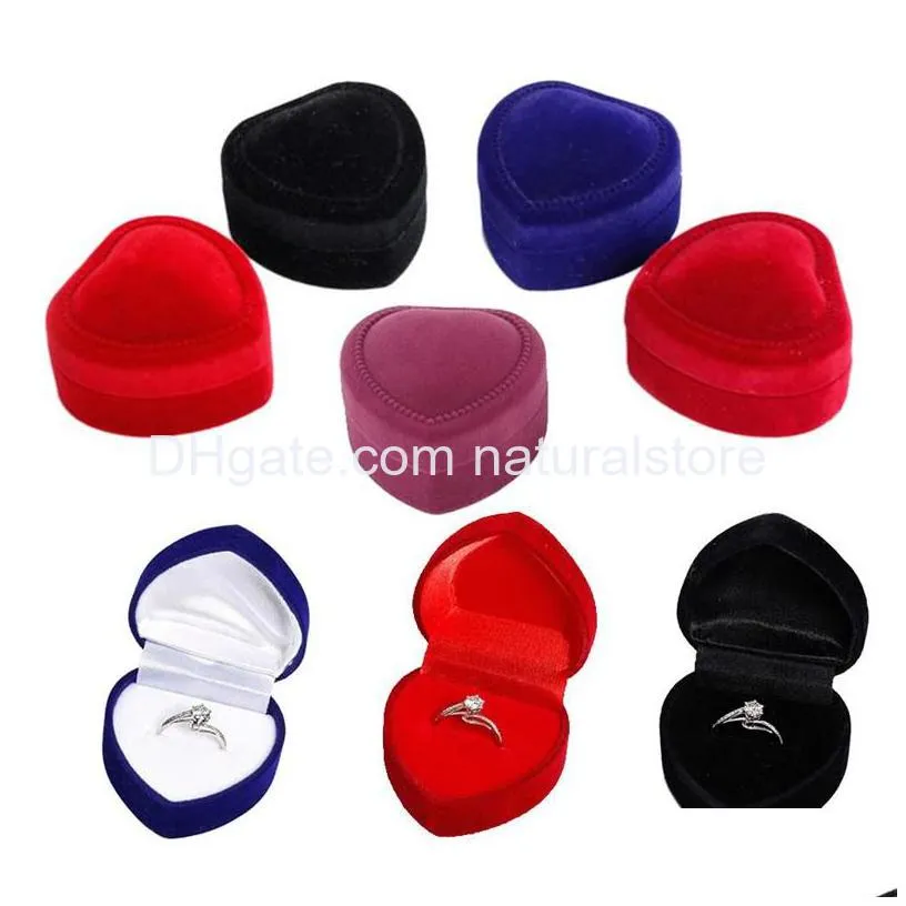 jewelry gift box case heart shaped ring gifts boxes velvet earrings ring organizer cases display package