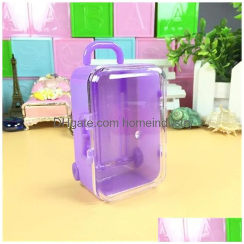 mini gift wrap suitcase candy boxes plastic acrylic rolling travel luggage baby shower wedding favors box child gifts lovely 0 88lq h1