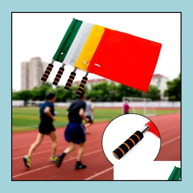 command signal flags athletic handheld flags stainless steel referee flag track field signal flag banner party decor red yellow green