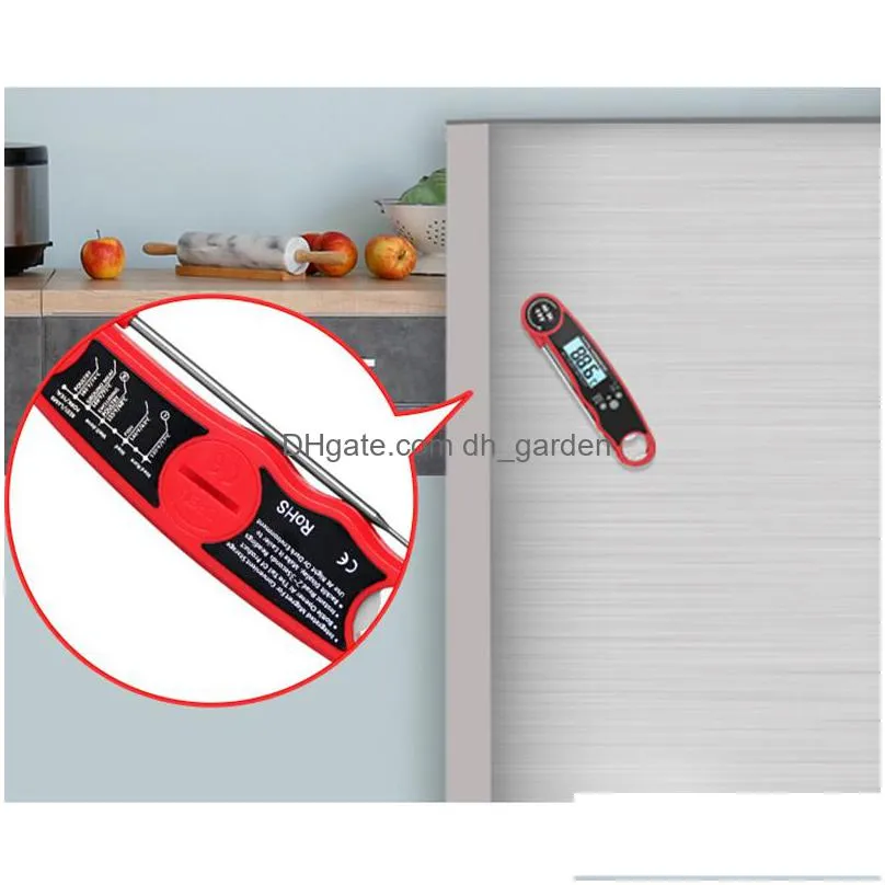 kitchen stainless steel thermometer fridge magnets hangable bottle opener digital cooking food probe led electronic household temperature detector