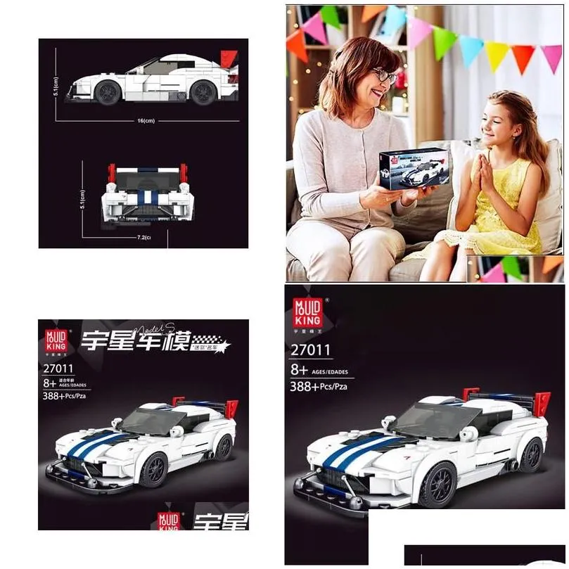 Lepin Blocks Mod King 27011 Movie Game Technic Static Version Dodge Viper Acr Roadster Building 388Pcs Bricks Toys For Kids Drop Del