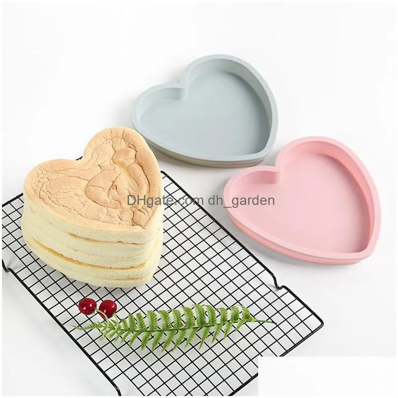 8 inch silicone baking moulds creative heart shaped cake tool non stick home kitchen bakeware