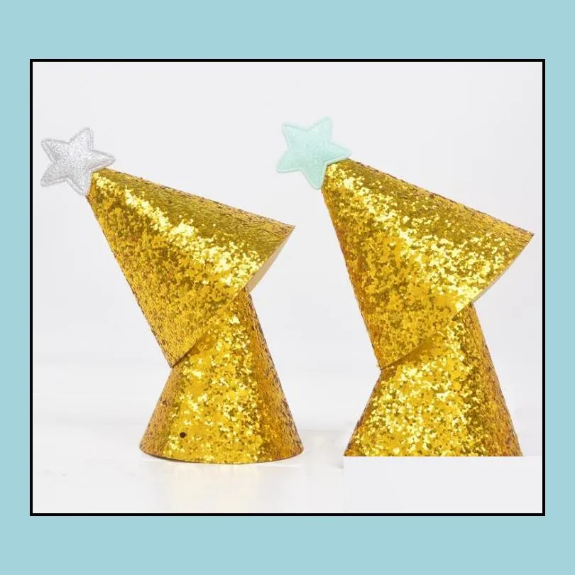 gold glitter shiny top hats adult kids mini cone hats birthday party cap wedding celebration party decoration photo prop backdrop