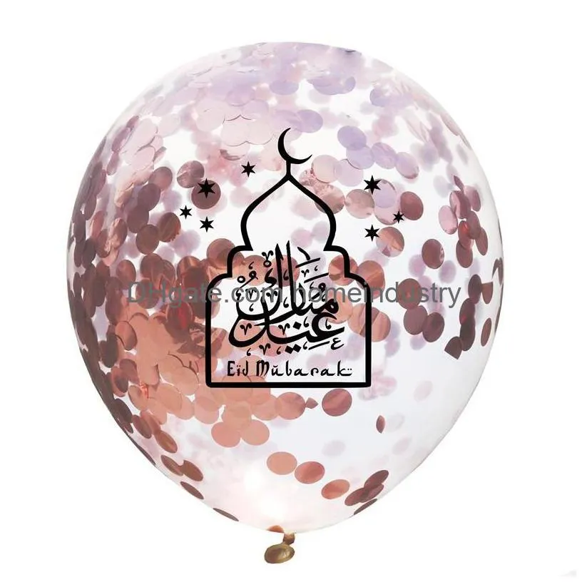 12inches balloons party decoration eid mubarak round ramadan latex balloon supplies clear mubaraks moon star castle sequins of 0 75fn