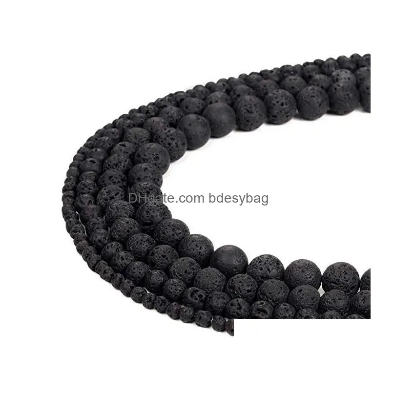 loose 8mm natural rock lava stone round beads for making jewelry necklace bracelet earrings rings craft healing raw volcanic gemstone quartz