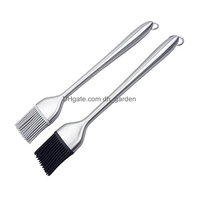 stainless steel oil brushes bbq tools high temperature resistant silicone brush head hangable household baking tool