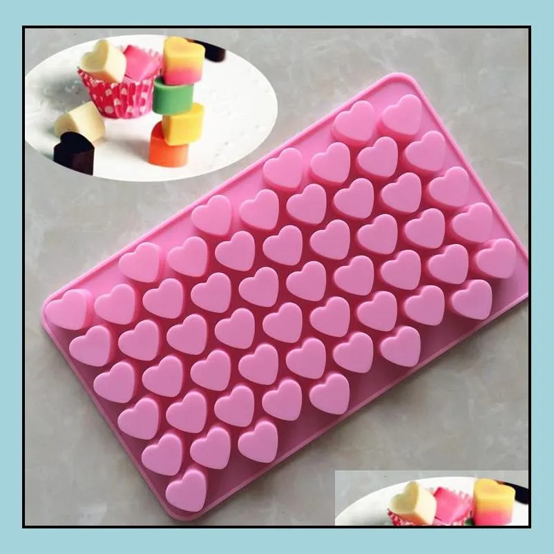 silicone heart shape chocolate mold gummy candy maker ice tray jelly mould 55 cavity kitchen dessert cake bakeware tools solid pink