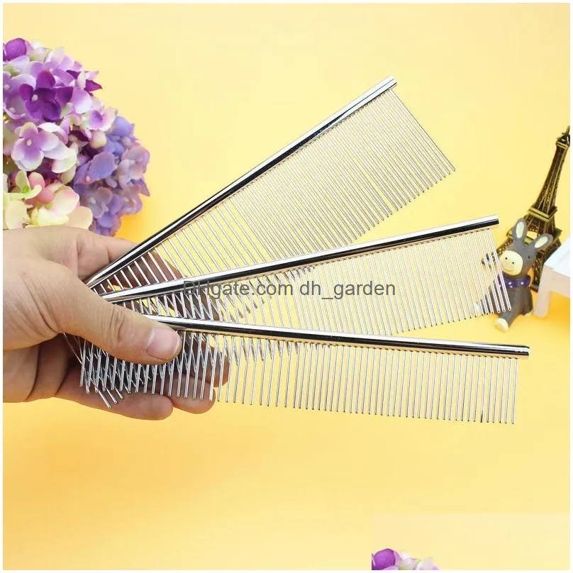 pet stainless steel comb anti static cat and dog grooming hair combs cleaning brush pets supplies 19x4cm