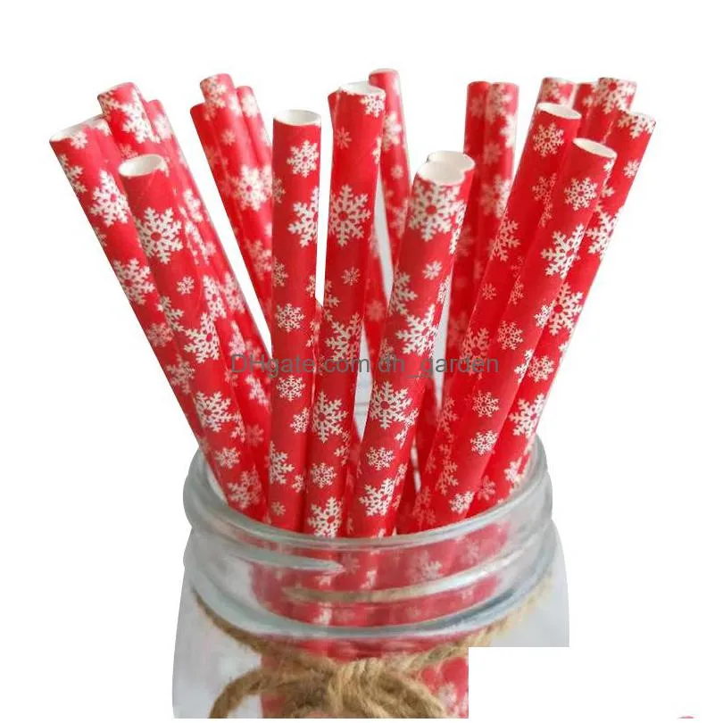 christmas drinking straws cartoon disposable paper straw creative wedding props party banquet decoration supplies