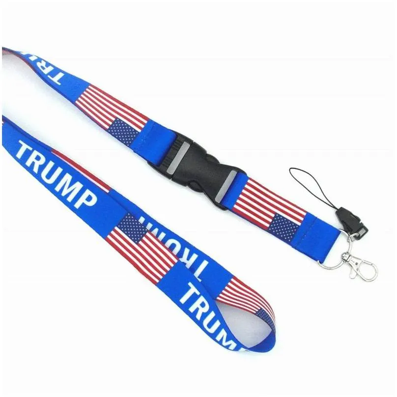 party supplies trump lanyards u.s.a removable flag of the united states key chains id badge pendant party gift moble phone lanyard 751