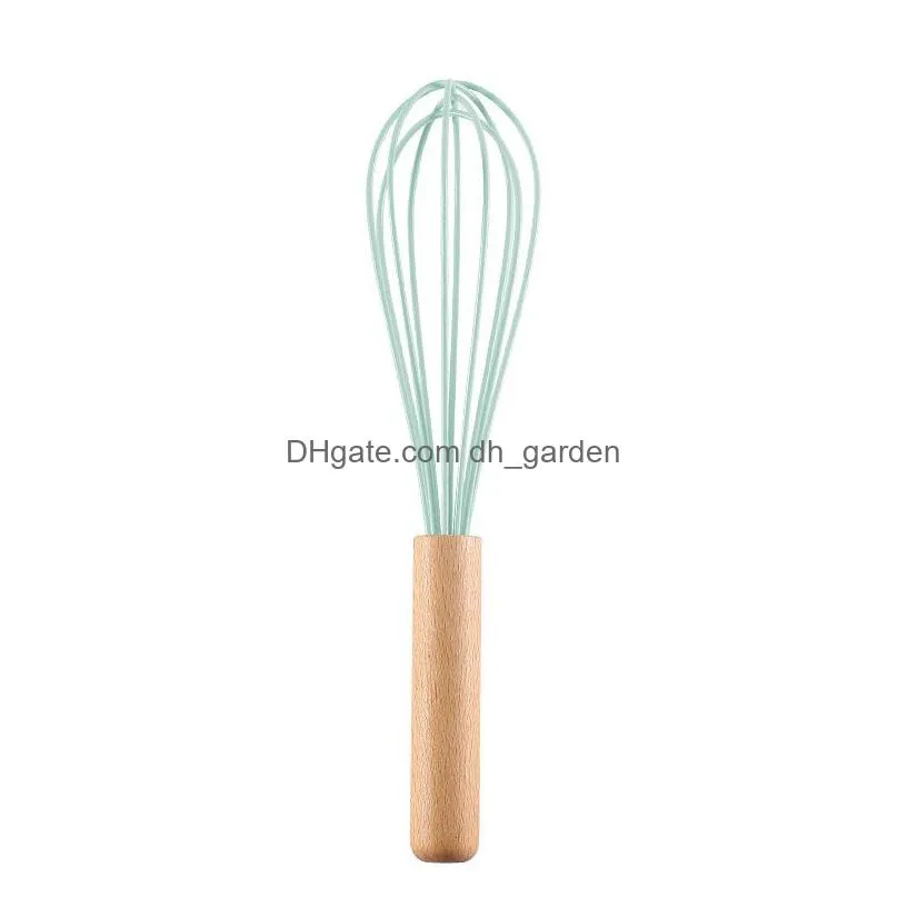 manual silicone cream butter eggs tool wooden handle egg beater whisk dough mixer kitchen baking tools