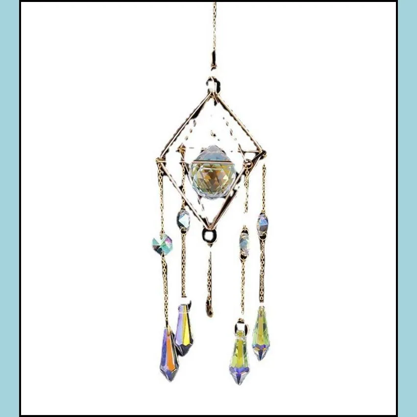 chandelier wind chimes garden decoration crystal prisms hanging sun catcher pendant patio windown indoor outdoor decor rainbow maker