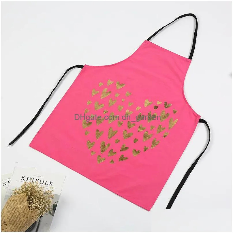 fashion printing apron pure cotton bronzing love men and women home kitchen aprons sleeveless waterproof baking tools