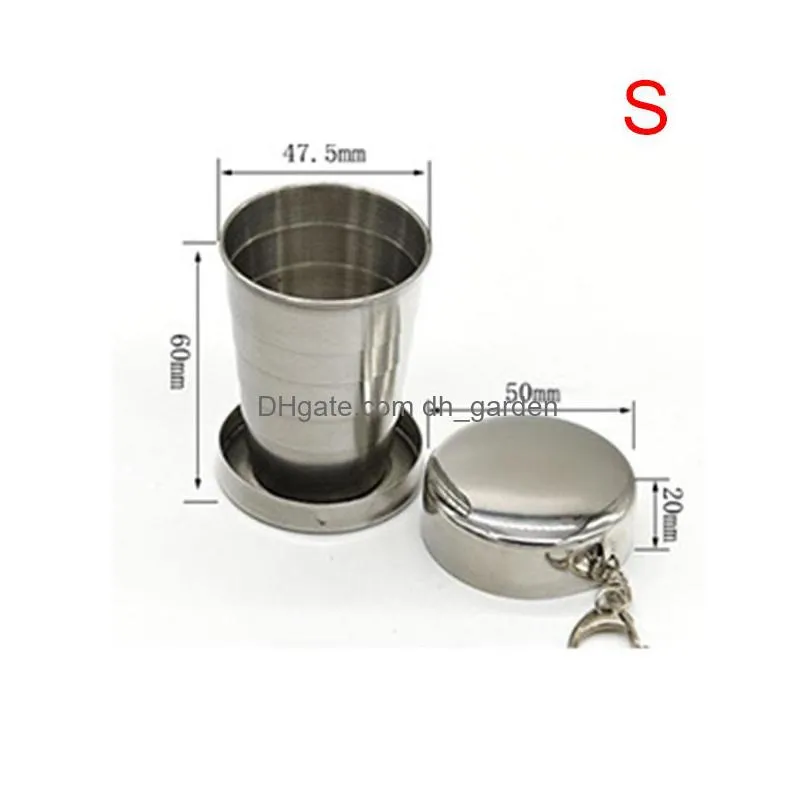 stainless steel folding cup keychain drinkware s/m/l outdoor camping portable retractable travel telescopic cups