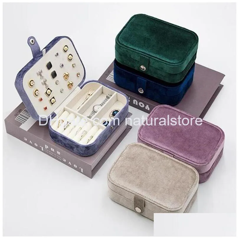 velvet jewelry box portable travel jewelry holder women gift case double layer display organizer