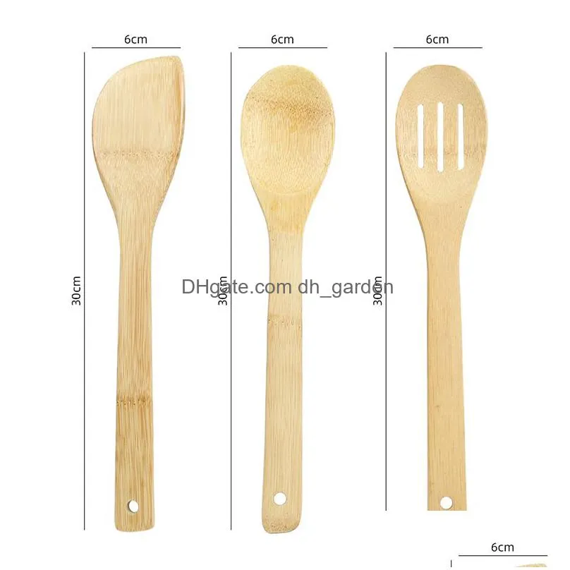 bamboo spoon spatula portable wooden utensil kitchen cooking turners slotted mixing holder shovels 6 styles