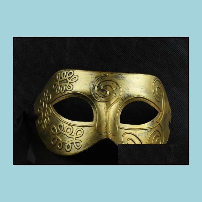 antique roman greek fighter men mask venetian mardi gras party masquerade halloween costume wedding half face masks props gold silver