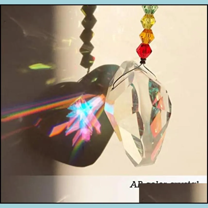 ab color crystal sun catcher garden decoration window lawn butterfly dragonfly hanging prism rainbow maker beaded charms chandelier