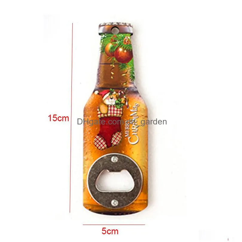 christmas gift cartoon printing beer bottle opener creative refrigerator magnet decoration corkscrew household kitchen tool