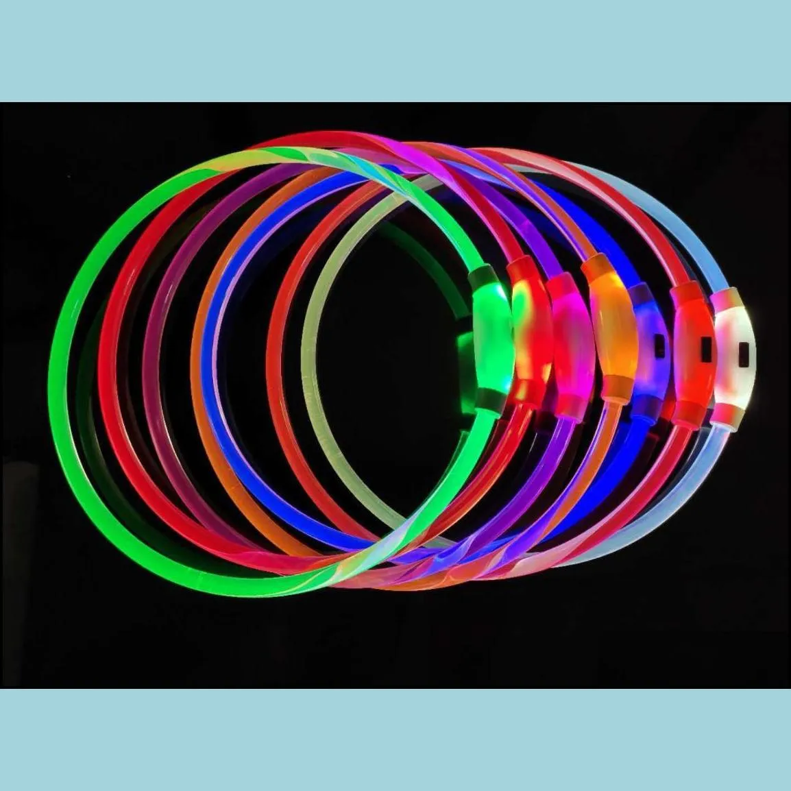 led flash dog collars light up puppy neckcollar glowing necklace for small medium large pet usb rechargeable cuttable