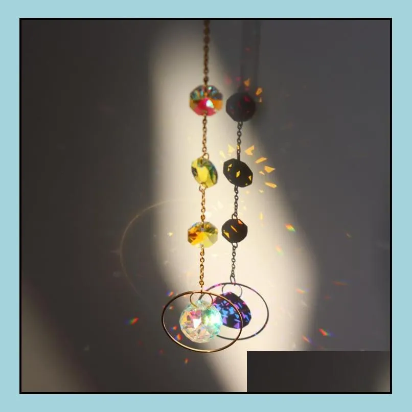 sun catchers hanging crystal ball beaded ornament garden decorations window patio lawn moon star pendant glass prism rainbow maker wind