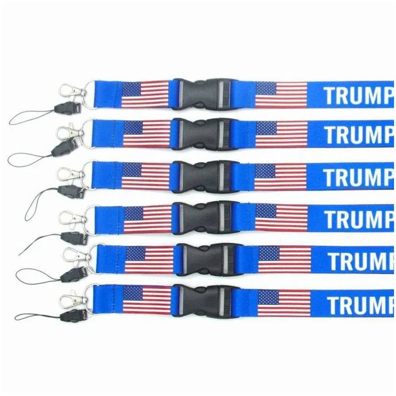 party supplies trump lanyards u.s.a removable flag of the united states key chains id badge pendant party gift moble phone lanyard 751