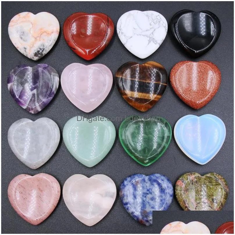 healing chakra love heart pocket palm worry crystal for anxiety reiki balancing rocks gemstone farmhouse kitchen home 40x40x9mm