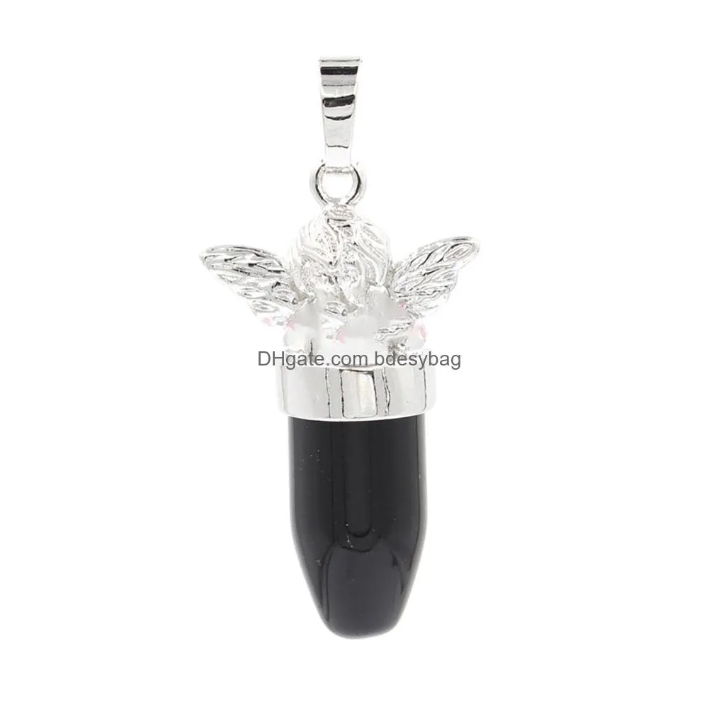 natura black onyx gemstone pendant chakra owl snowflake wing pendant for women men jewelry wholesale