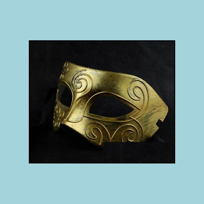 antique roman greek fighter men mask venetian mardi gras party masquerade halloween costume half face mens masks gold silver christmas