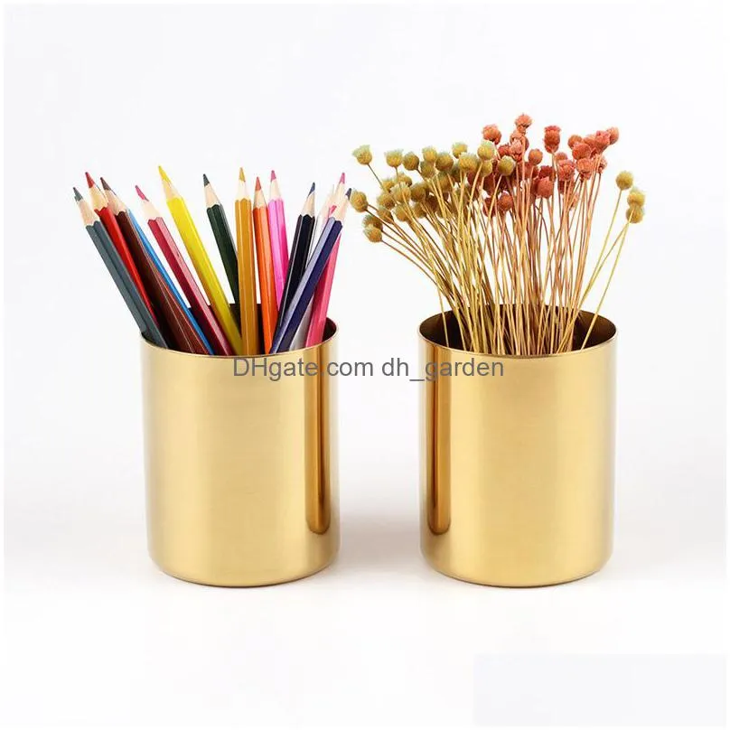 metal pen holder creative round flower arrangement golden vase home desktop decoration ornaments office storage cups